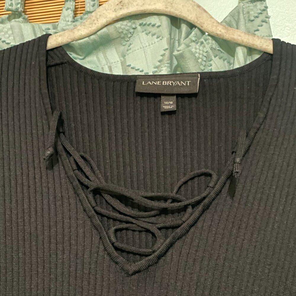 Lane bryant Y2K black laceup top